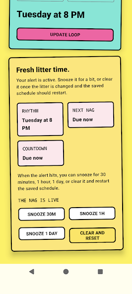 Cat Litter Nag active reminder screenshot