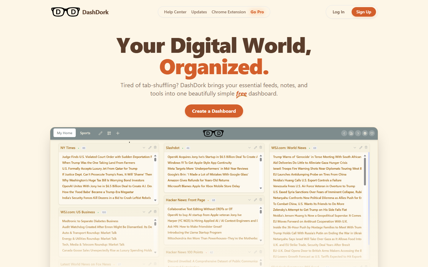 DashDork dashboard screenshot